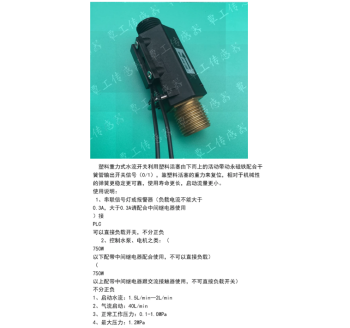 四分双外丝塑料重力复位垂直安装流量开关水流感应开关可用于气流
